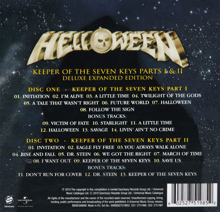 Helloween Keeper Of The Seven Keys Parts 1 2 2cd